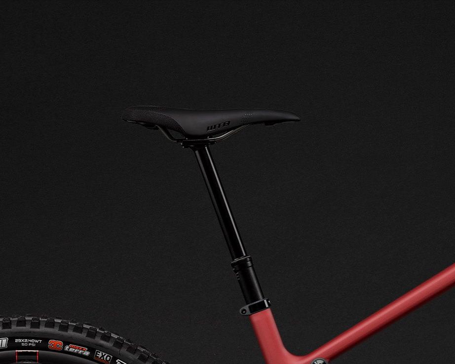 Detail image of a saddle and seatpost