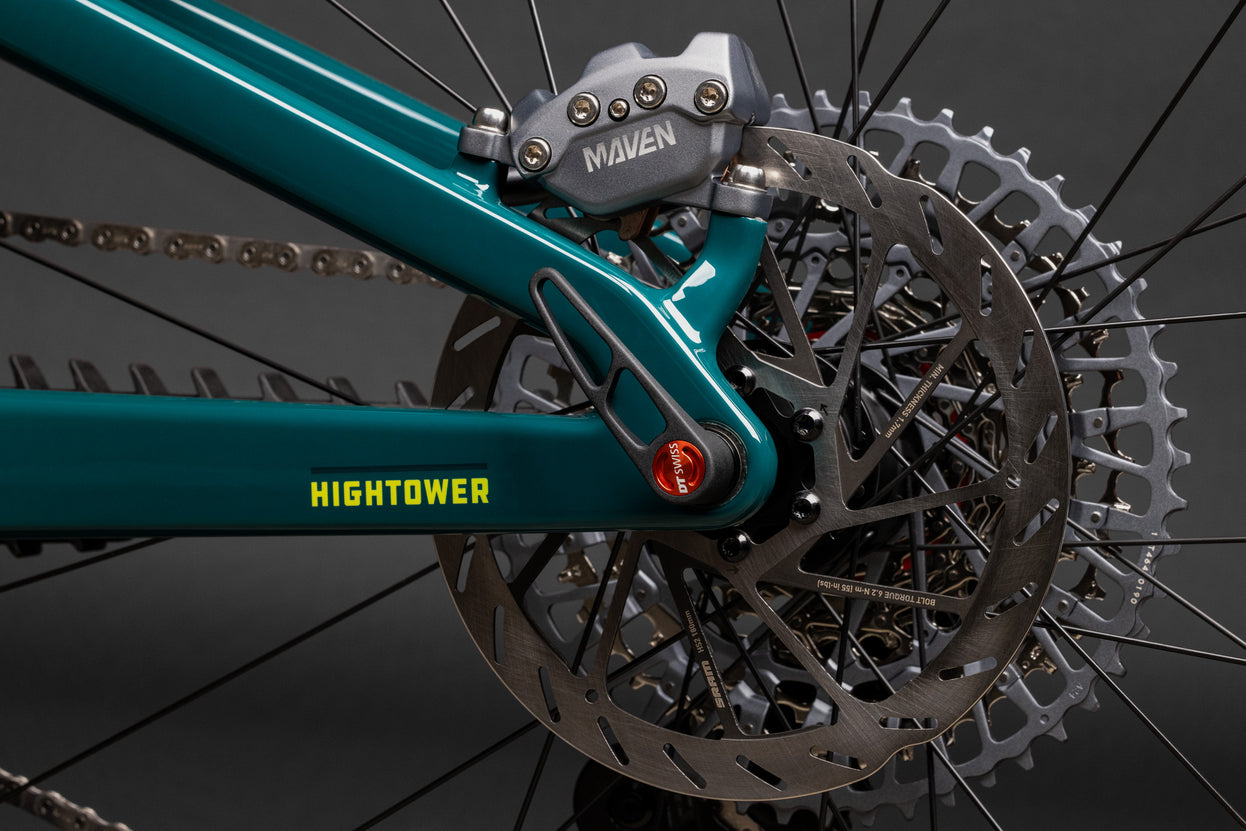 Detail image of Hightower rear brake rotor and caliper